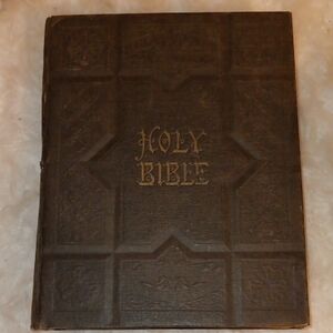 Antique Bible, 19th Century Bible, 1895 Holy Bible, LeatVintage Brown Holy Bible